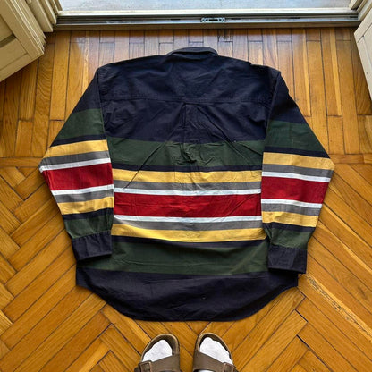 1990s Chaps By Ralph Lauren Striped Shirt XL