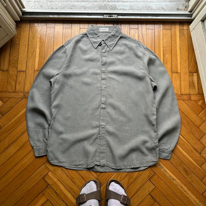 2000s Emporio Armani Linen Shirt Grey XL