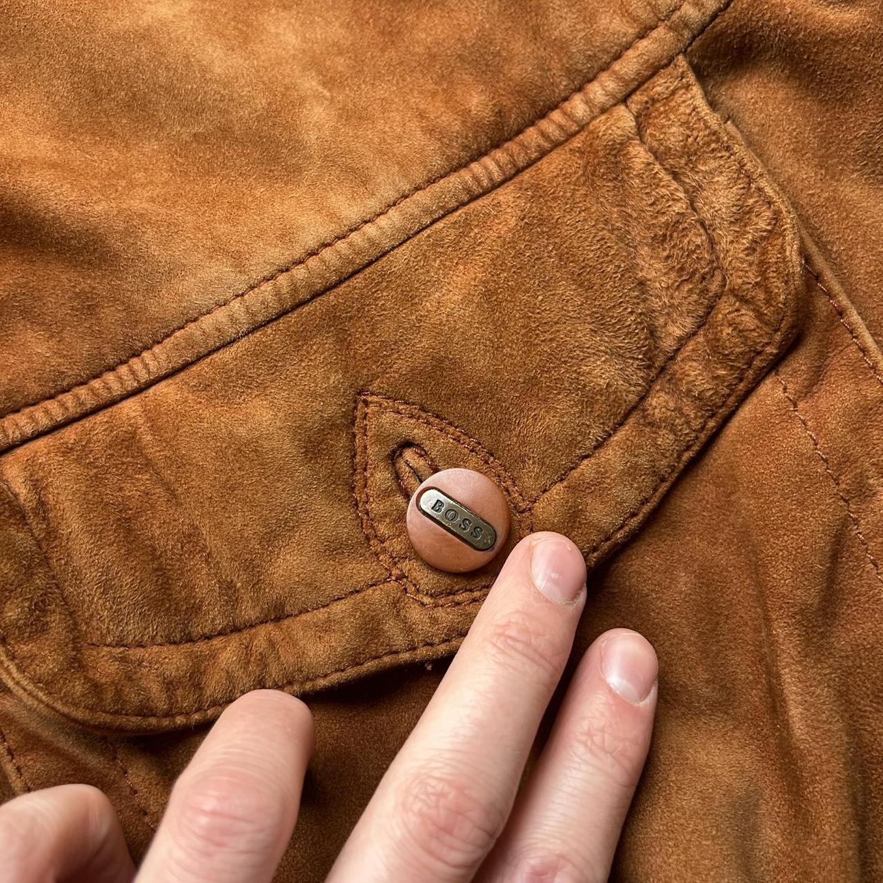 1990s Hugo Boss Suede Leather Jacket XL