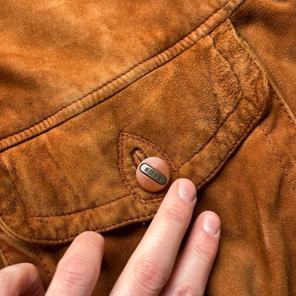1990s Hugo Boss Suede Leather Jacket XL