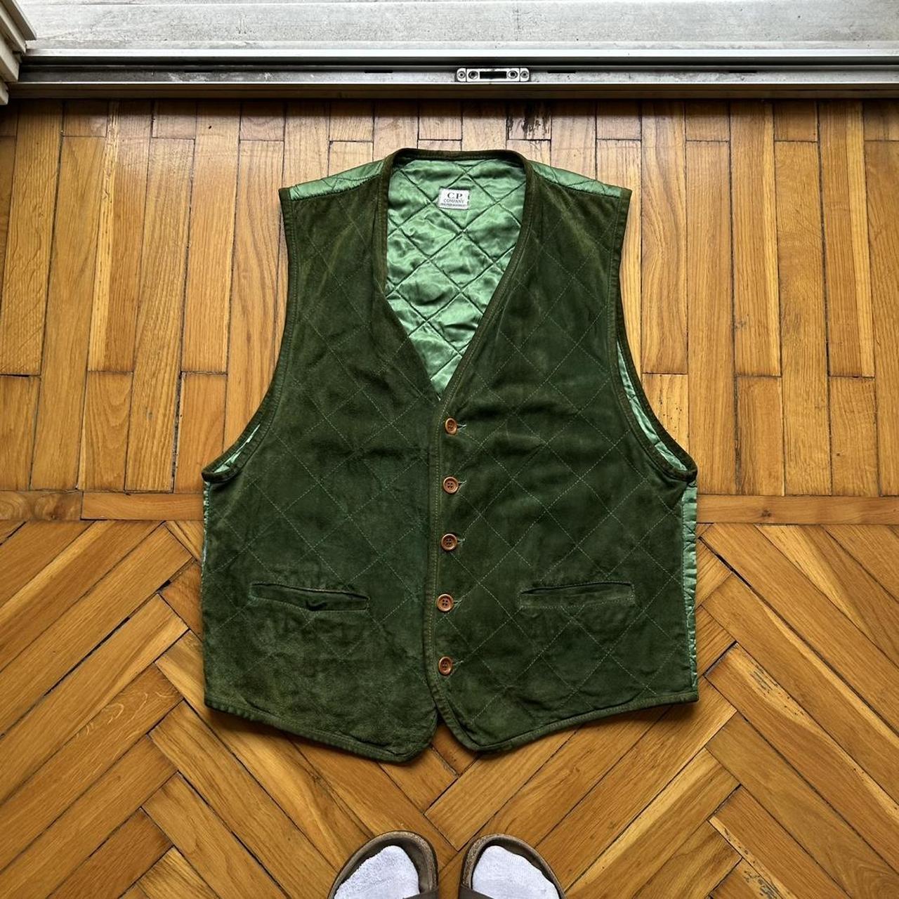 1980s CP Company Suede Waistcoat Green S