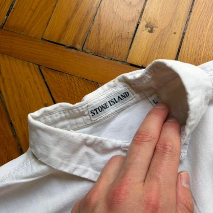 1980s Stone Island Marina Shirt White DAMAGED XL