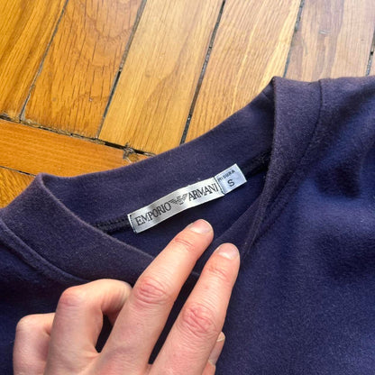 1990s Emporio Armani Sport LS T Shirt Navy S