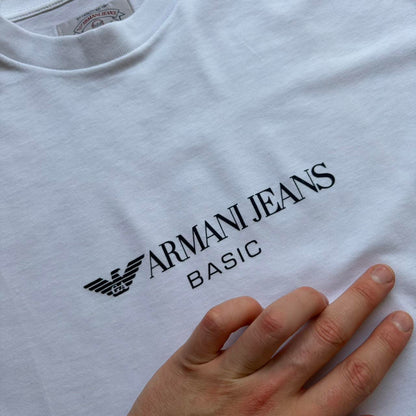 1990s Armani Jeans Basic T Shirt White XL