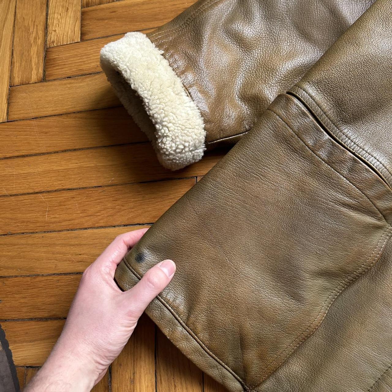 1980s Emporio Armani Leather Coat Brown S