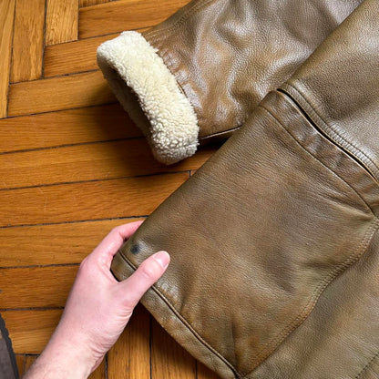 1980s Emporio Armani Leather Coat Brown S