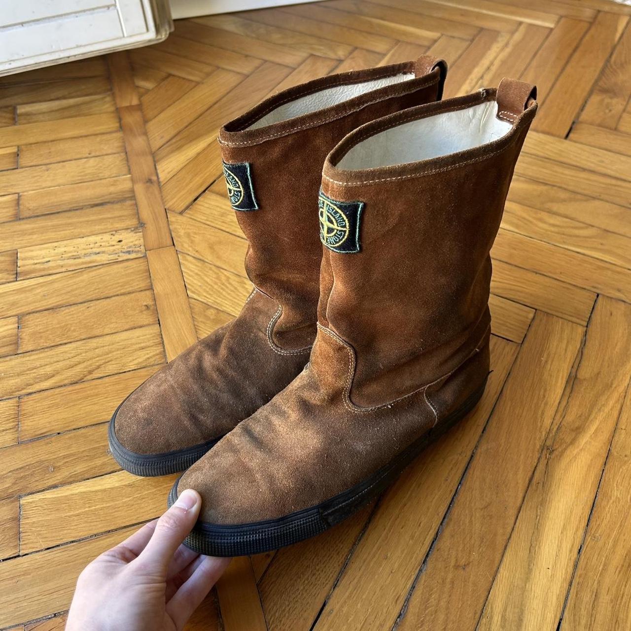 1980s Stone Island Marina Suede Boots Brown UK 10