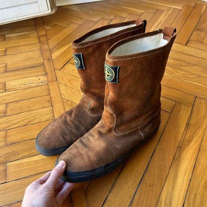 1980s Stone Island Marina Suede Boots Brown UK 10