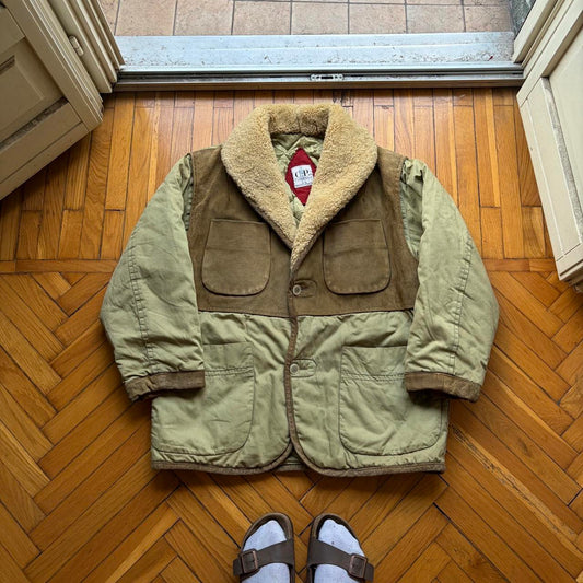 1980s CP Company Cotton & Leather Coat L