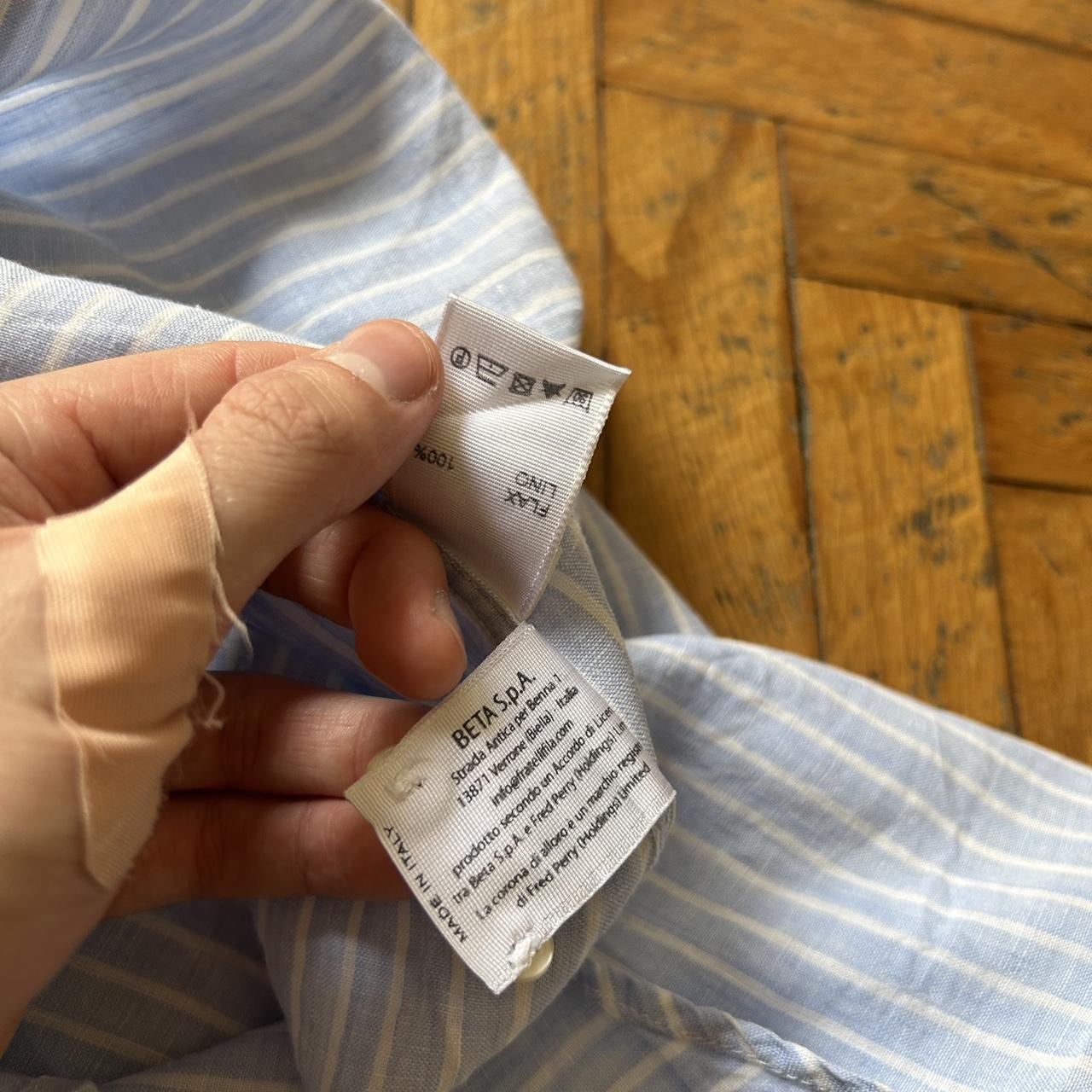 1990s Fred Perry Linen Striped Shirt M