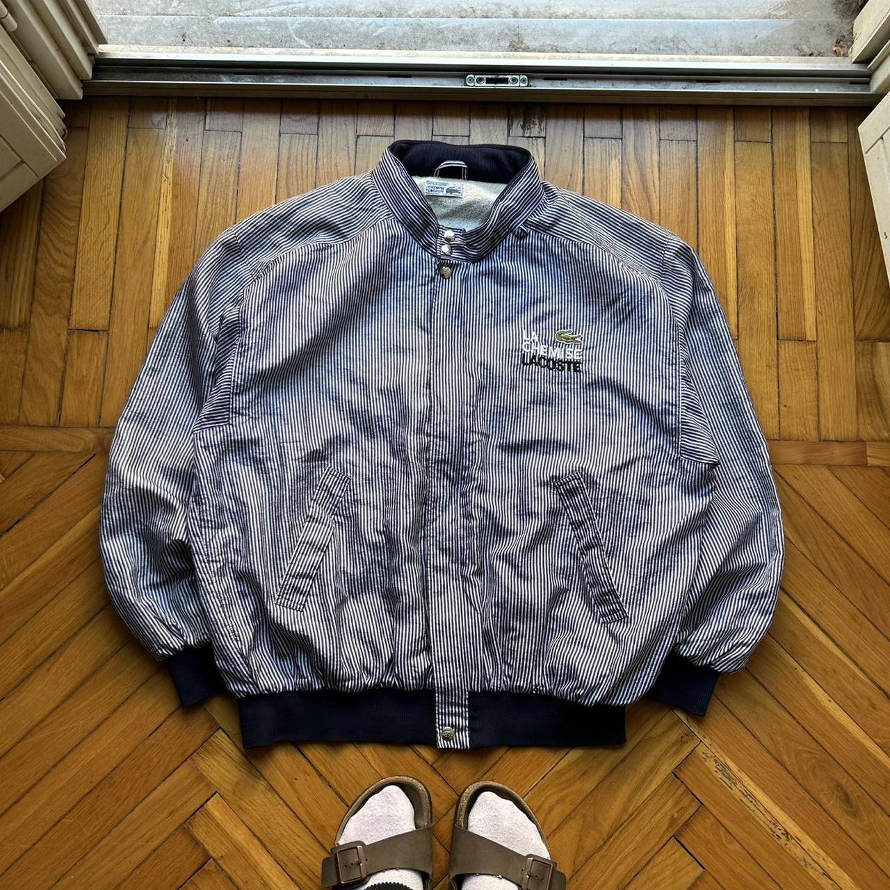 1990s Lacoste Chemise Bomber Jacket Striped XL