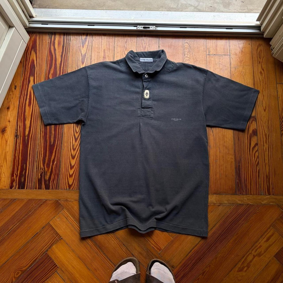 1980s Stone Island Marina Polo Shirt Black M