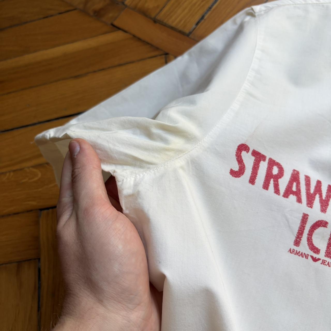 1990s Armani Jeans Strawberry Ice Shirt M