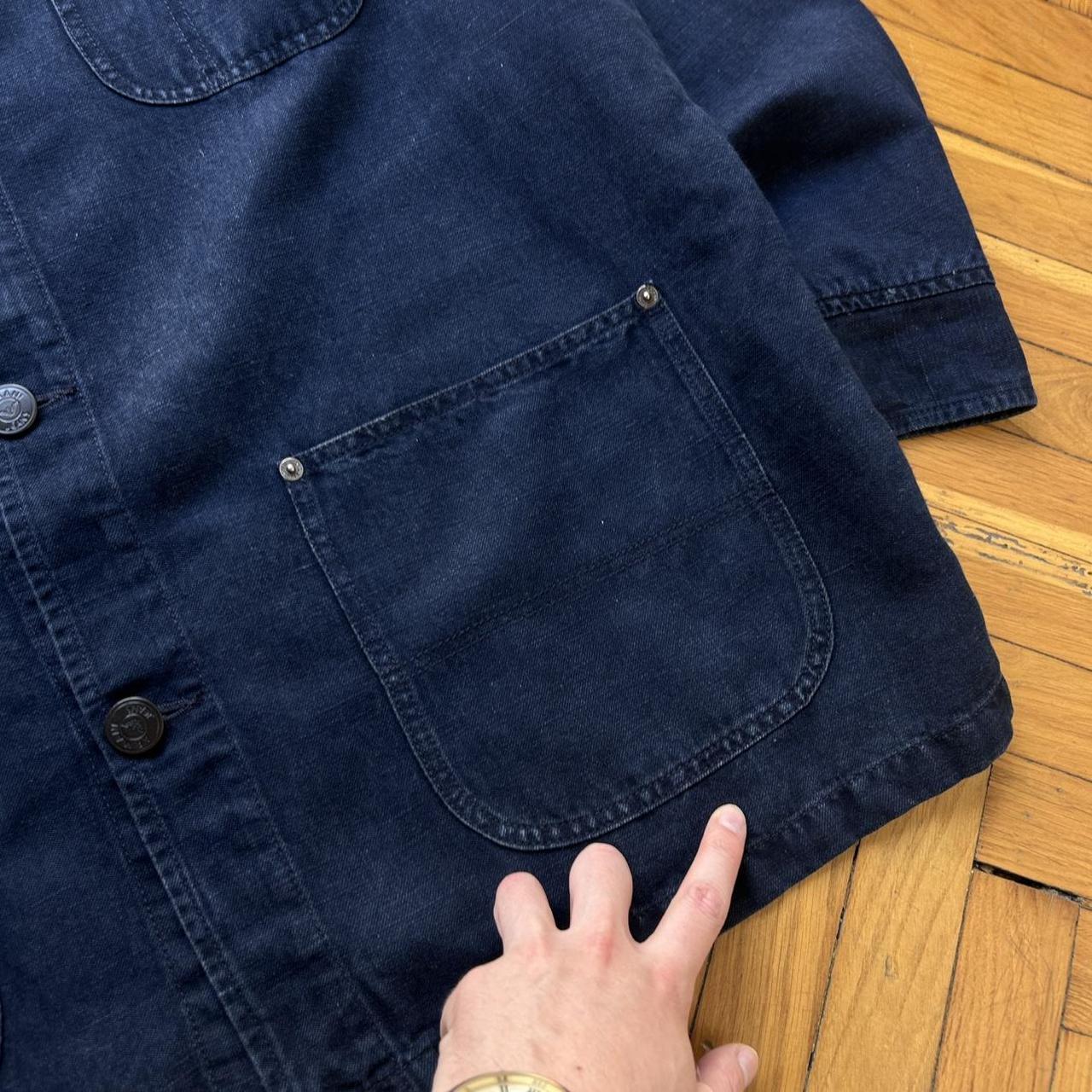 1990s Armani Jeans Cotton & Linen Jacket Navy XL