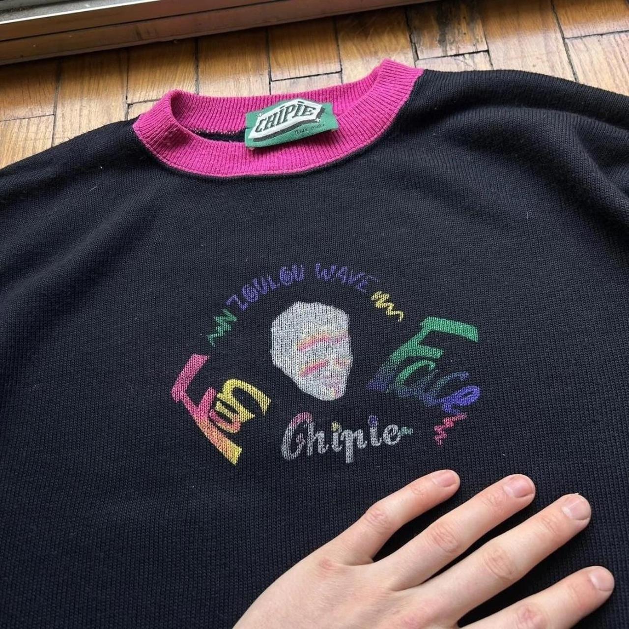 1990s Chipie Graphic Knitted Jumper Black L