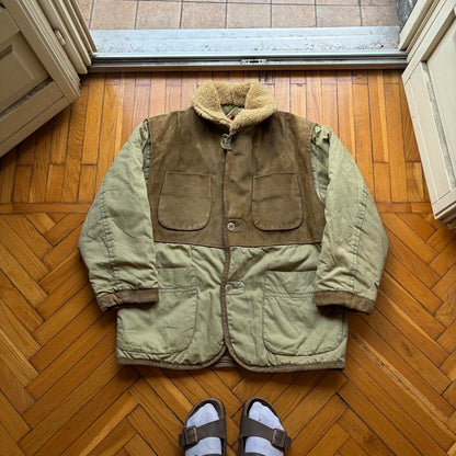 1980s CP Company Cotton & Leather Coat L