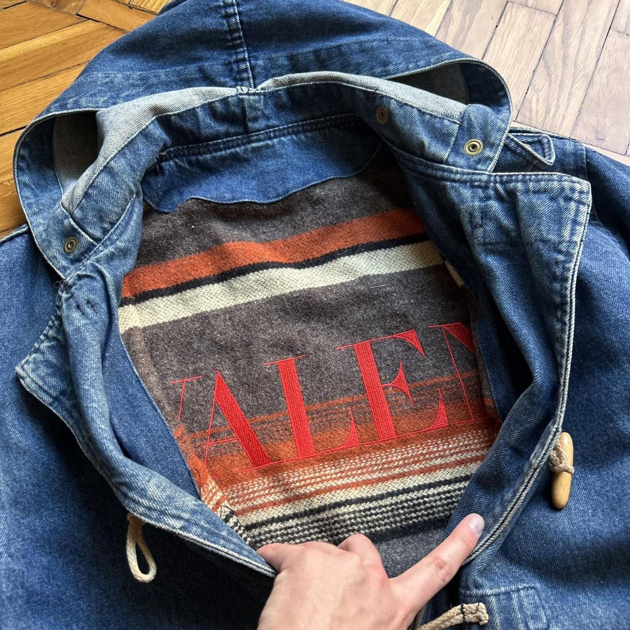 1990s Valentino Denim Duffle Coat Blue XL