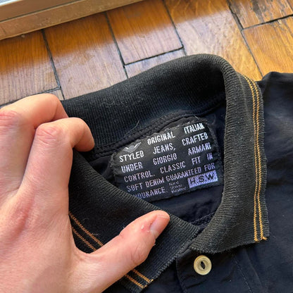 1990s Armani Jeans Polo Shirt Black M