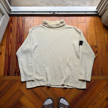 A/W 1997 Stone Island Chenille Knitted Jumper Cream L
