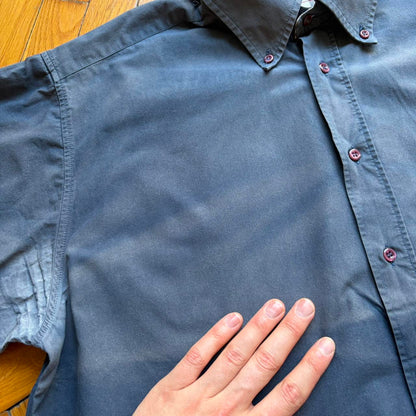 2000s Burberry Shirt Navy DAMAGED L