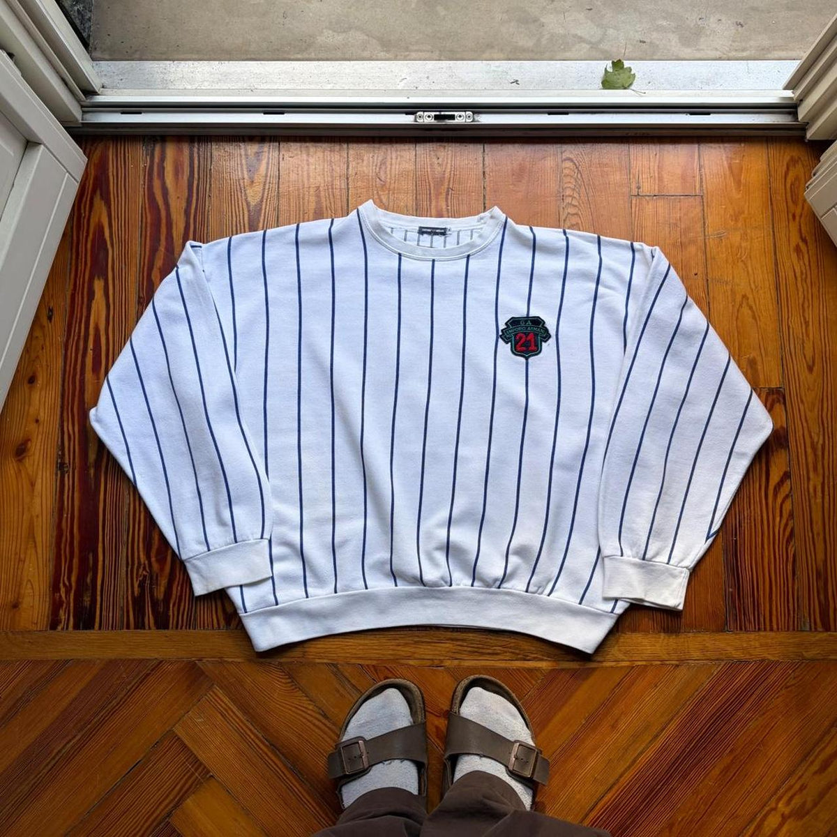 1980s Emporio Armani Striped Sweatshirt M