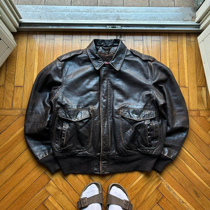 1990s Schott Leather Jacket Brown L