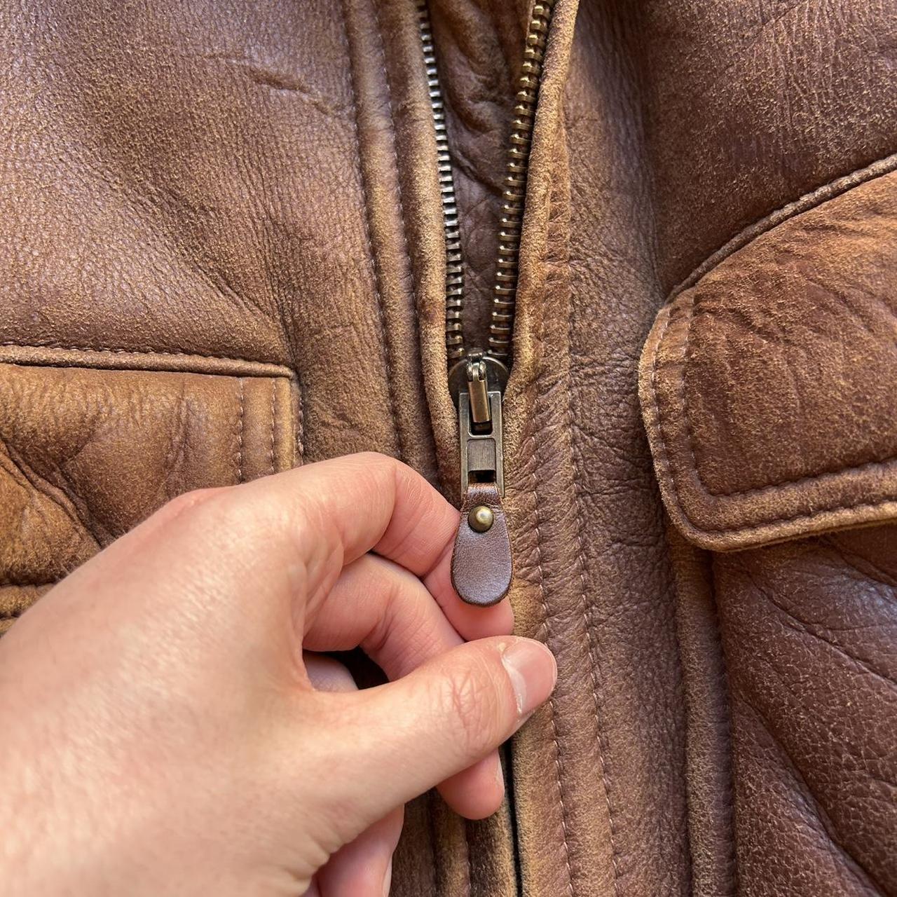 1980s Emporio Armani Leather Shearling Jacket Brown L