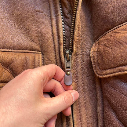 1980s Emporio Armani Leather Shearling Jacket Brown L