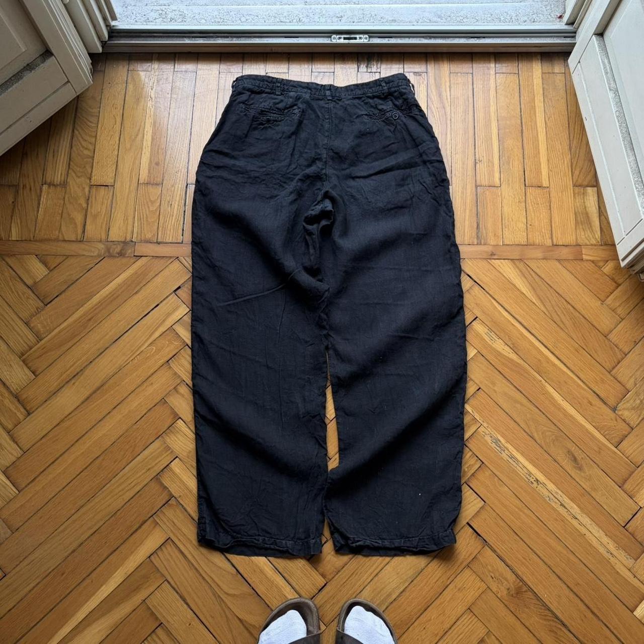 2000s Armani Jeans Linen Trousers Black 30W 30L