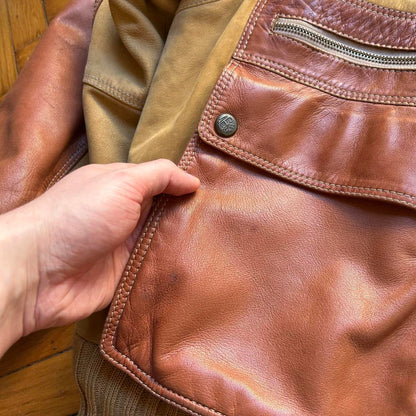 1990s Timberland Leather Shearling Jacket L