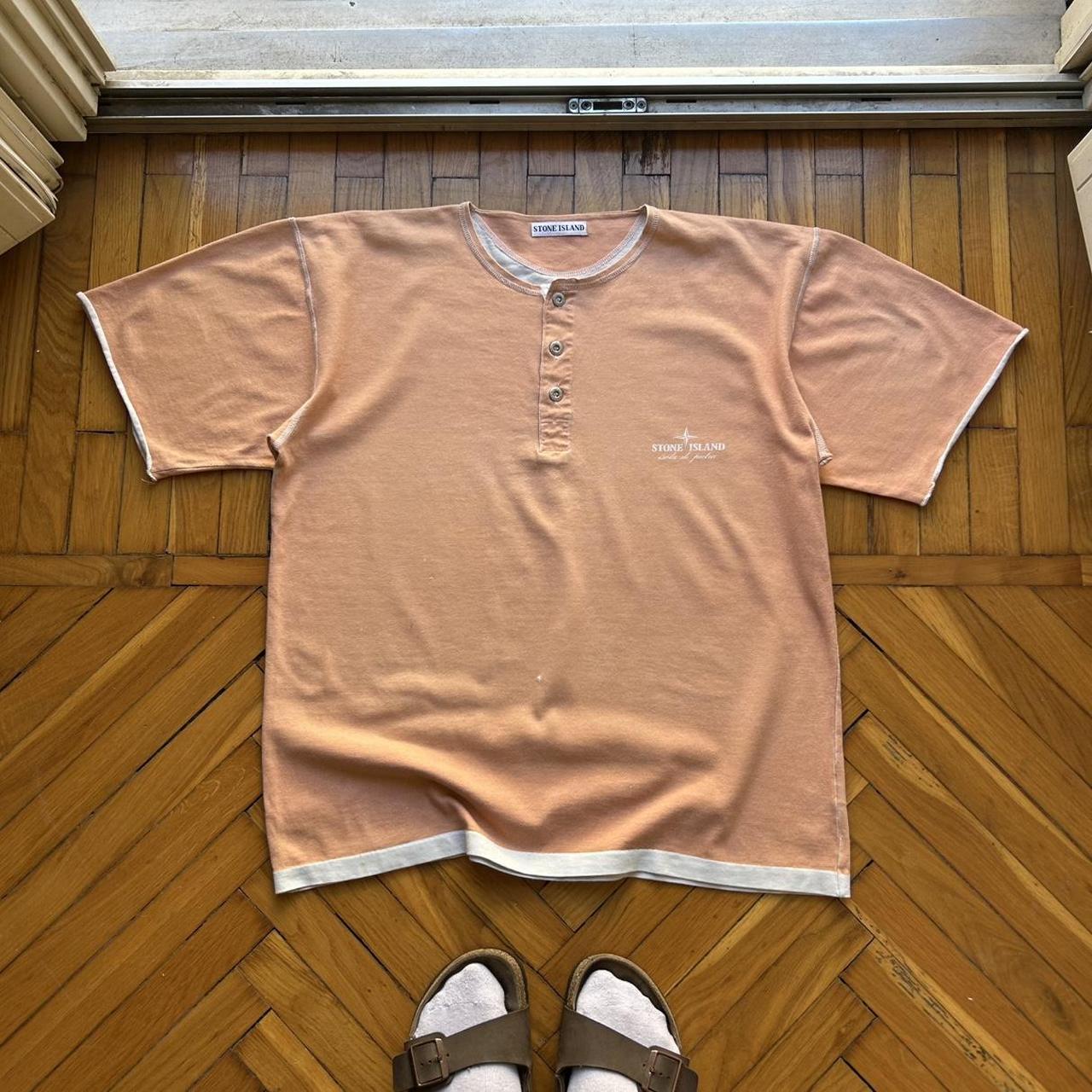 1980s Stone Island 'Isola Di Pietra' T Shirt Orange M