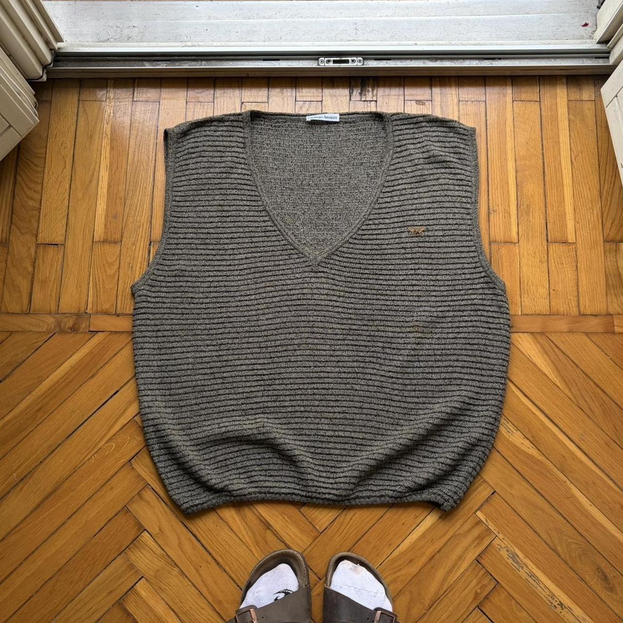 1980s Giorgio Armani Knitted Vest Grey XL