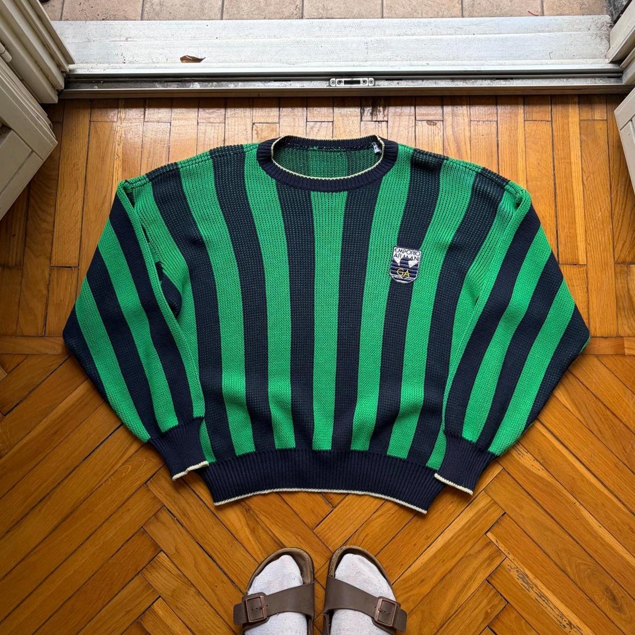 1980s Emporio Armani Striped Knitted Jumper L