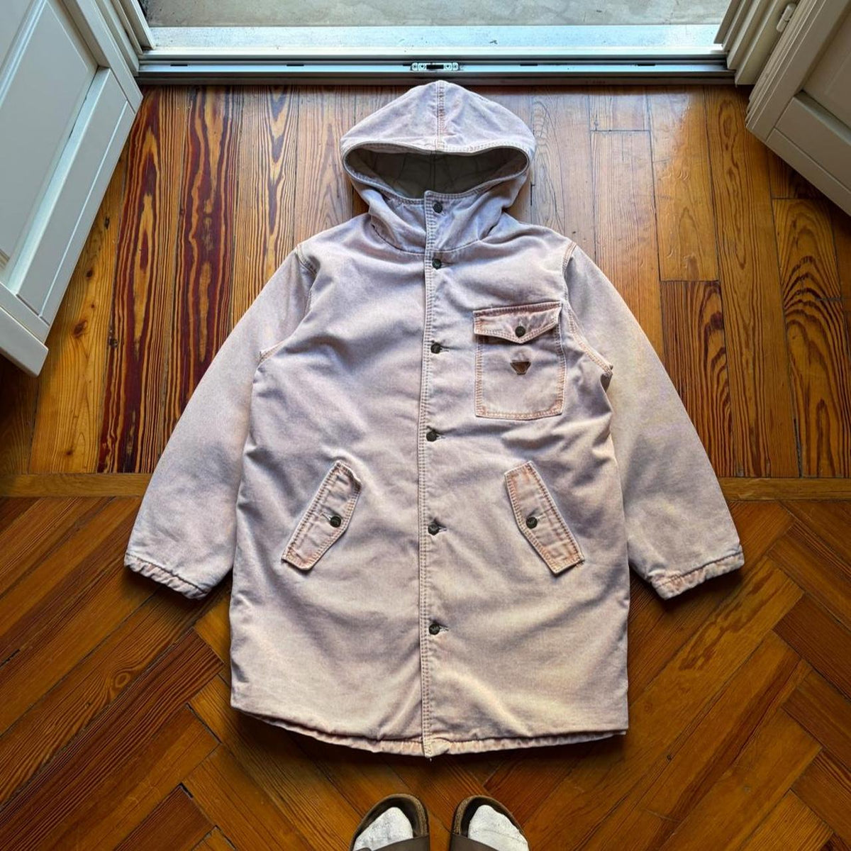 1980s Giorgio Armani Denim Coat Pink M