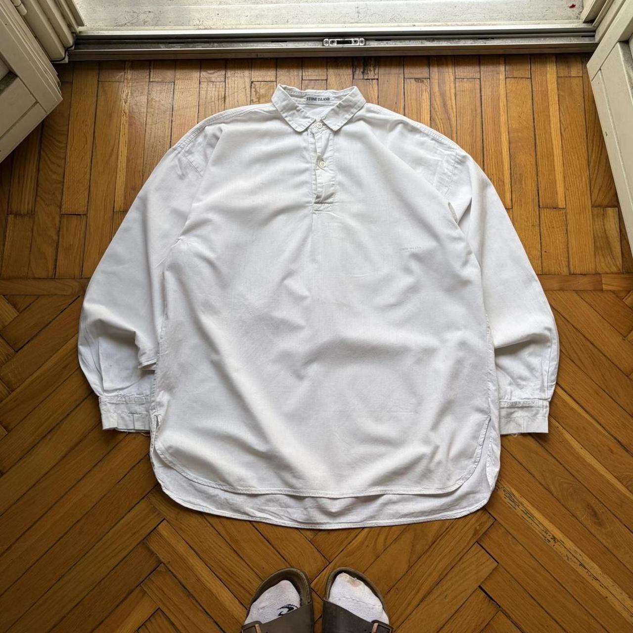 1980s Stone Island Marina Shirt White DAMAGED XL