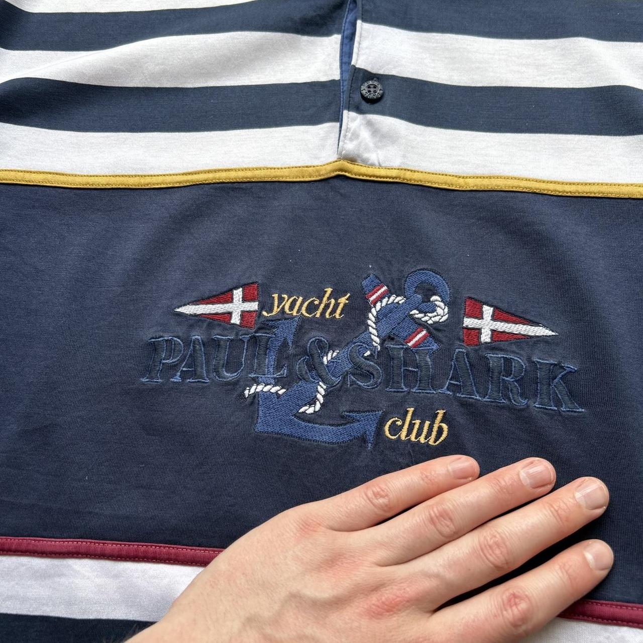 1990s Paul & Shark Striped Polo Shirt M