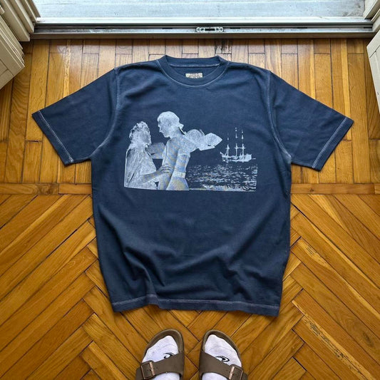 1990s Armani Jeans Graphic T Shirt Navy L