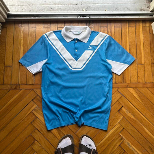 1980s Puma Tennis Polo Shirt S