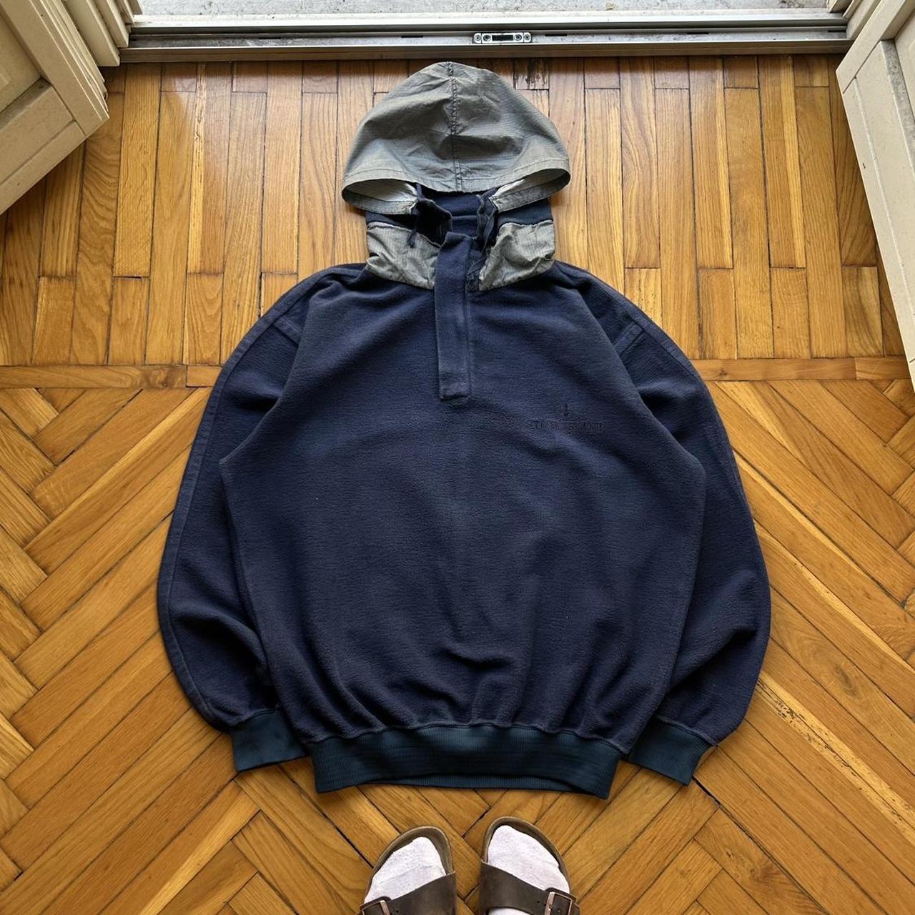 1980s Stone Island Fleece Hoodie Navy XL