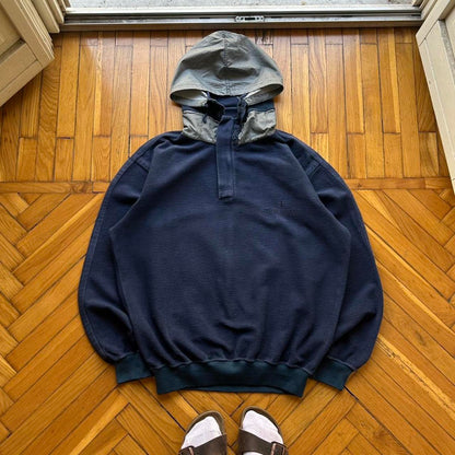 1980s Stone Island Fleece Hoodie Navy XL