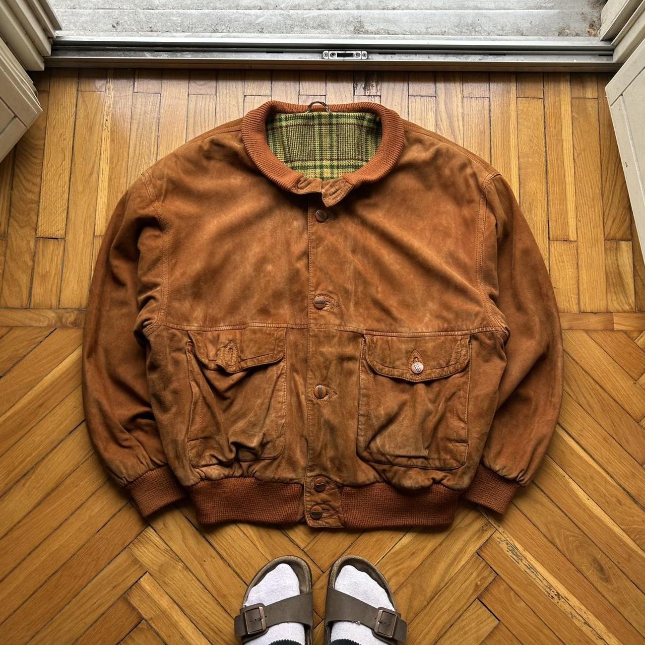 1990s Hugo Boss Suede Leather Jacket XL