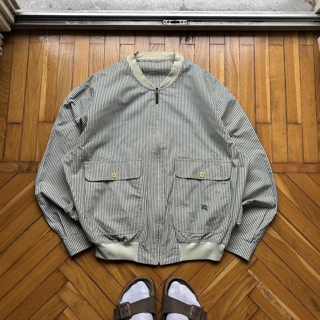 1990s Burberry Pinstriped Bomber Jacket M