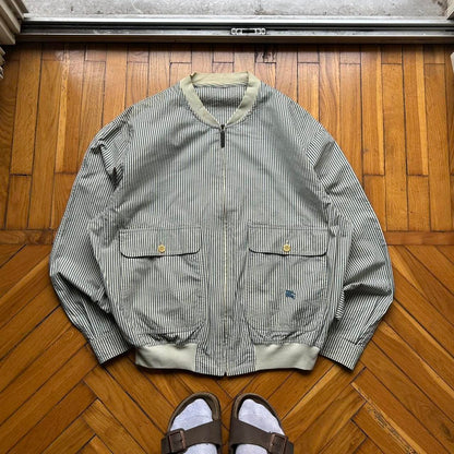1990s Burberry Pinstriped Bomber Jacket M
