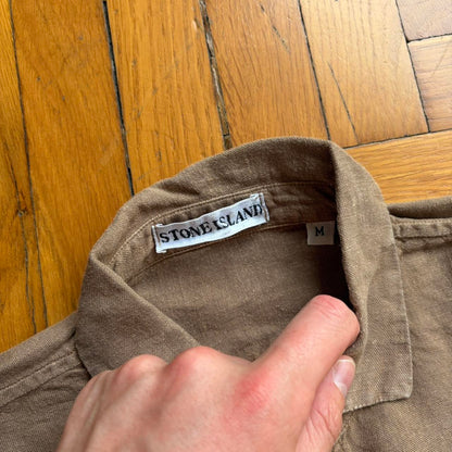 1990s Stone Island Marina Linen Shirt Brown L