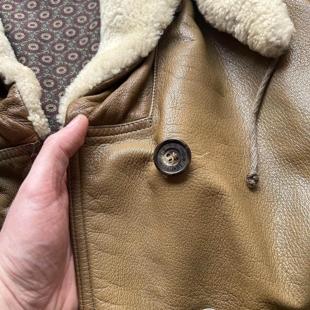 1980s Emporio Armani Leather Coat Brown S