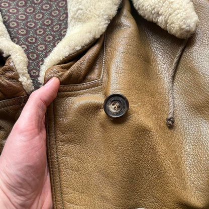 1980s Emporio Armani Leather Coat Brown S