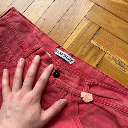 1990s Stone Island Marina Trousers Red 32W 28L