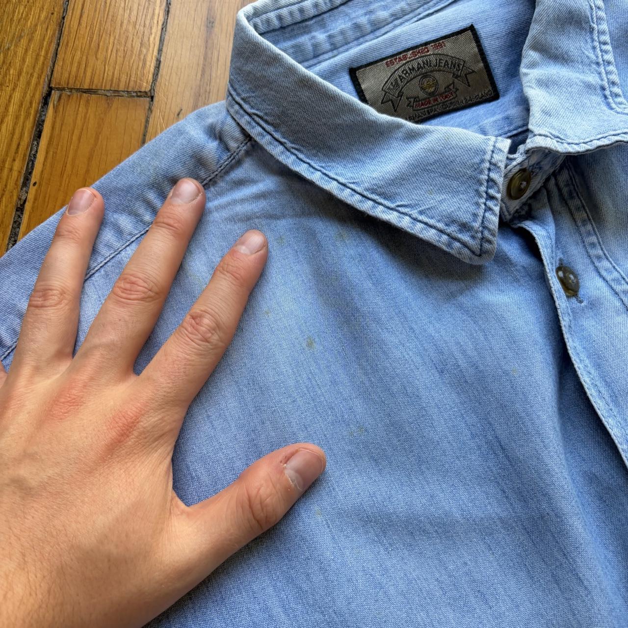 1990s Armani Jeans Denim Shirt Blue XL