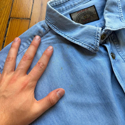 1990s Armani Jeans Denim Shirt Blue XL