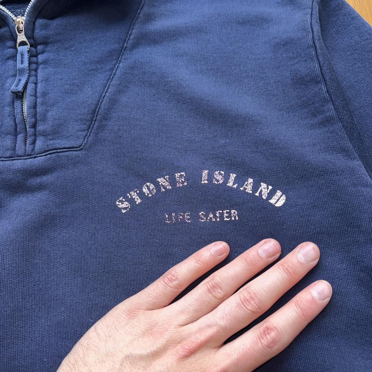 1990s Stone Island Life Safer Q Zip Sweatshirt Navy M